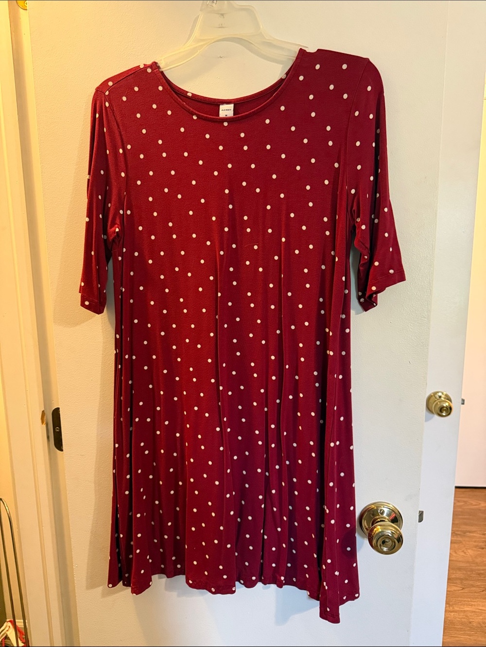 Old Navy Burgundy Polka Dot Swing Dress